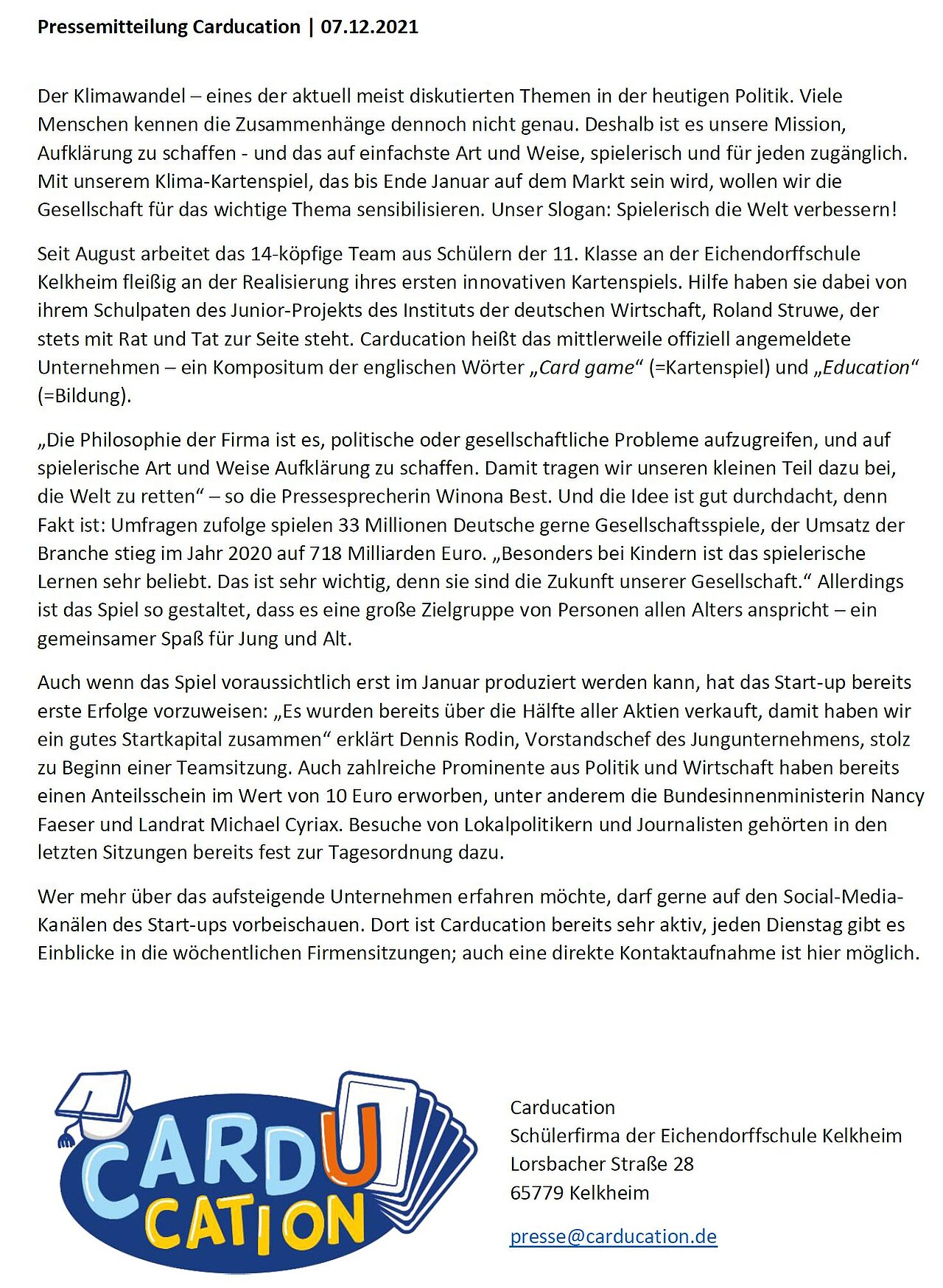 Pressemitteilung 07.12.2021