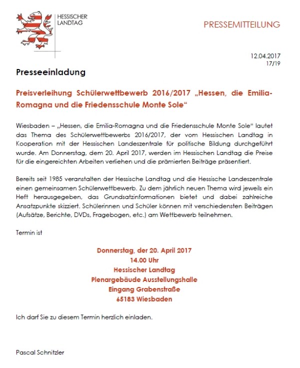 Einladung Preisverleihung